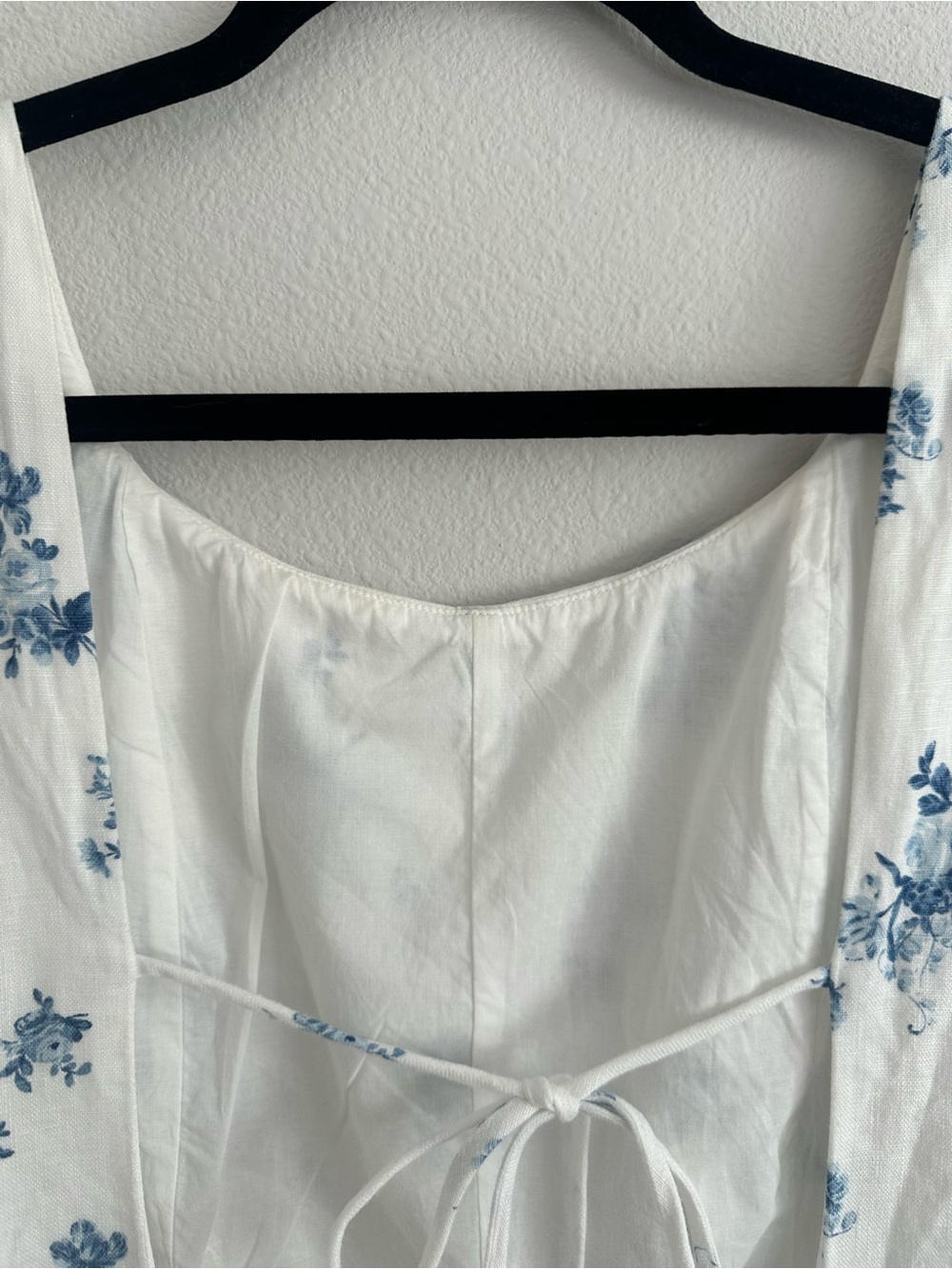 Reformation 100% Linen Coquette White Blue Floral Mini Dress Size 10 Euro Summer - Picture 4 of 9